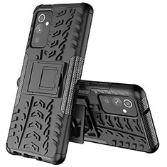 Silicone Matte Finish and Plastic Back Cover Case with Stand J01X for Samsung Galaxy Quantum2 5G Black