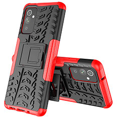 Silicone Matte Finish and Plastic Back Cover Case with Stand J01X for Samsung Galaxy Quantum2 5G Red
