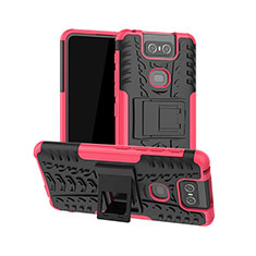 Silicone Matte Finish and Plastic Back Cover Case with Stand JX1 for Asus Zenfone 6 ZS630KL Hot Pink