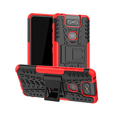 Silicone Matte Finish and Plastic Back Cover Case with Stand JX1 for Asus Zenfone 6 ZS630KL Red