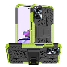 Silicone Matte Finish and Plastic Back Cover Case with Stand JX1 for Motorola Moto G13 Green