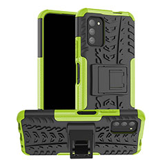 Silicone Matte Finish and Plastic Back Cover Case with Stand JX1 for Nokia G100 Green