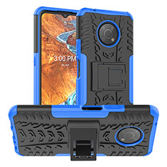 Silicone Matte Finish and Plastic Back Cover Case with Stand JX1 for Nokia G300 5G Blue