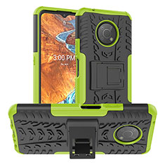Silicone Matte Finish and Plastic Back Cover Case with Stand JX1 for Nokia G300 5G Green