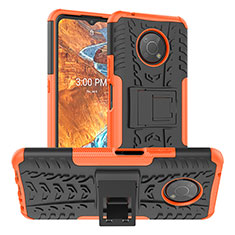 Silicone Matte Finish and Plastic Back Cover Case with Stand JX1 for Nokia G300 5G Orange