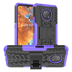 Silicone Matte Finish and Plastic Back Cover Case with Stand JX1 for Nokia G300 5G Purple