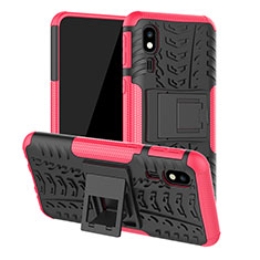 Silicone Matte Finish and Plastic Back Cover Case with Stand JX1 for Samsung Galaxy A2 Core A260F A260G Hot Pink