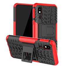 Silicone Matte Finish and Plastic Back Cover Case with Stand JX1 for Samsung Galaxy A2 Core A260F A260G Red