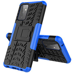 Silicone Matte Finish and Plastic Back Cover Case with Stand JX1 for Samsung Galaxy A72 5G Blue