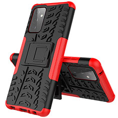 Silicone Matte Finish and Plastic Back Cover Case with Stand JX1 for Samsung Galaxy A72 5G Red