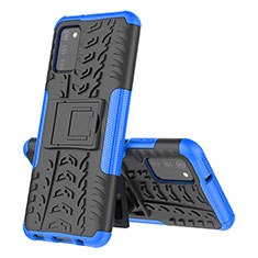 Silicone Matte Finish and Plastic Back Cover Case with Stand JX1 for Samsung Galaxy M02s Blue