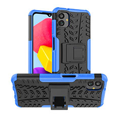 Silicone Matte Finish and Plastic Back Cover Case with Stand JX1 for Samsung Galaxy M13 5G Blue