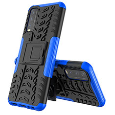 Silicone Matte Finish and Plastic Back Cover Case with Stand JX1 for Vivo Y11s Blue