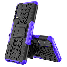 Silicone Matte Finish and Plastic Back Cover Case with Stand JX1 for Vivo Y11s Purple