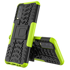 Silicone Matte Finish and Plastic Back Cover Case with Stand JX1 for Vivo Y20 Green