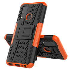 Silicone Matte Finish and Plastic Back Cover Case with Stand JX1 for Vivo Y50 Orange