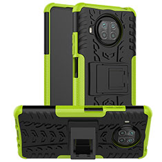 Silicone Matte Finish and Plastic Back Cover Case with Stand JX1 for Xiaomi Mi 10i 5G Green