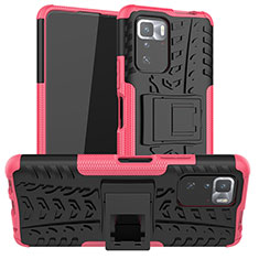Silicone Matte Finish and Plastic Back Cover Case with Stand JX1 for Xiaomi Poco X3 GT 5G Hot Pink
