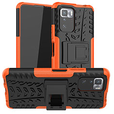 Silicone Matte Finish and Plastic Back Cover Case with Stand JX1 for Xiaomi Poco X3 GT 5G Orange
