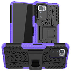 Silicone Matte Finish and Plastic Back Cover Case with Stand JX1 for Xiaomi Poco X3 GT 5G Purple