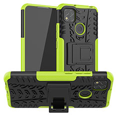 Silicone Matte Finish and Plastic Back Cover Case with Stand JX1 for Xiaomi Redmi 10A 4G Green