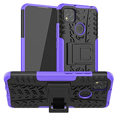 Silicone Matte Finish and Plastic Back Cover Case with Stand JX1 for Xiaomi Redmi 10A 4G Purple