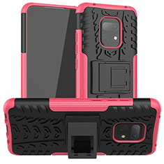Silicone Matte Finish and Plastic Back Cover Case with Stand JX1 for Xiaomi Redmi 10X Pro 5G Hot Pink