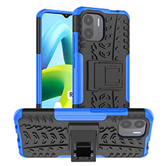 Silicone Matte Finish and Plastic Back Cover Case with Stand JX1 for Xiaomi Redmi A1 Blue