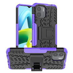 Silicone Matte Finish and Plastic Back Cover Case with Stand JX1 for Xiaomi Redmi A1 Purple