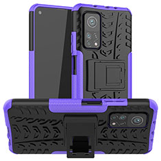 Silicone Matte Finish and Plastic Back Cover Case with Stand JX1 for Xiaomi Redmi K30S 5G Purple