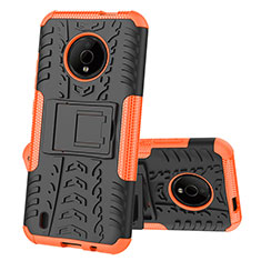 Silicone Matte Finish and Plastic Back Cover Case with Stand JX2 for Nokia C200 Orange