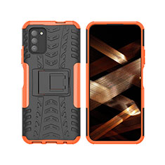 Silicone Matte Finish and Plastic Back Cover Case with Stand JX2 for Nokia G100 Orange