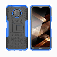 Silicone Matte Finish and Plastic Back Cover Case with Stand JX2 for Nokia G300 5G Blue