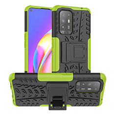 Silicone Matte Finish and Plastic Back Cover Case with Stand JX2 for Oppo F19 Pro+ Plus 5G Green