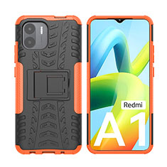 Silicone Matte Finish and Plastic Back Cover Case with Stand JX2 for Xiaomi Redmi A1 Orange