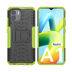 Silicone Matte Finish and Plastic Back Cover Case with Stand JX2 for Xiaomi Redmi A2 Green