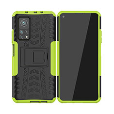 Silicone Matte Finish and Plastic Back Cover Case with Stand JX2 for Xiaomi Redmi K30S 5G Green