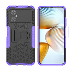 Silicone Matte Finish and Plastic Back Cover Case with Stand JX2 for Xiaomi Redmi Note 11R 5G Purple