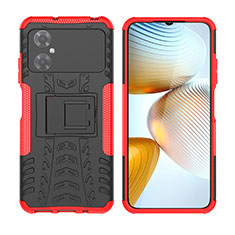 Silicone Matte Finish and Plastic Back Cover Case with Stand JX2 for Xiaomi Redmi Note 11R 5G Red