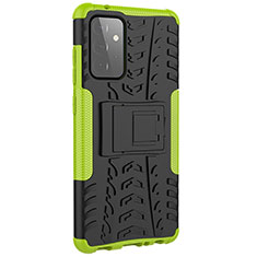 Silicone Matte Finish and Plastic Back Cover Case with Stand JX3 for Samsung Galaxy A72 5G Green