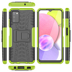 Silicone Matte Finish and Plastic Back Cover Case with Stand JX5 for Samsung Galaxy A02s Green