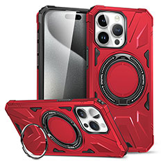 Silicone Matte Finish and Plastic Back Cover Case with Stand K02C for Apple iPhone 14 Pro Max Red