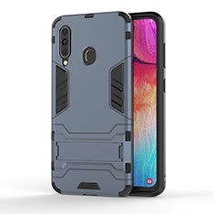 Silicone Matte Finish and Plastic Back Cover Case with Stand KC1 for Samsung Galaxy A60 Blue