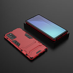 Silicone Matte Finish and Plastic Back Cover Case with Stand KC1 for Samsung Galaxy Note 20 5G Red
