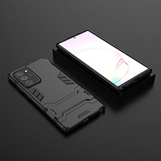 Silicone Matte Finish and Plastic Back Cover Case with Stand KC1 for Samsung Galaxy Note 20 Ultra 5G Black