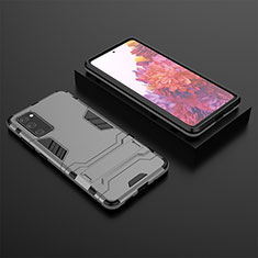 Silicone Matte Finish and Plastic Back Cover Case with Stand KC1 for Samsung Galaxy S20 FE 4G Gray