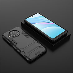 Silicone Matte Finish and Plastic Back Cover Case with Stand KC1 for Xiaomi Mi 10T Lite 5G Black