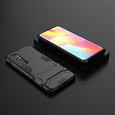 Silicone Matte Finish and Plastic Back Cover Case with Stand KC1 for Xiaomi Mi Note 10 Lite Black