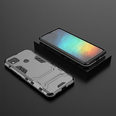 Silicone Matte Finish and Plastic Back Cover Case with Stand KC1 for Xiaomi Redmi 10A 4G Gray