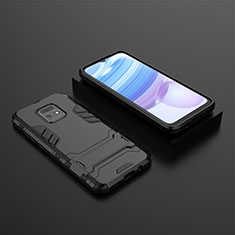 Silicone Matte Finish and Plastic Back Cover Case with Stand KC1 for Xiaomi Redmi 10X 5G Black